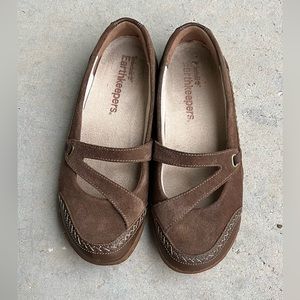 Timberland Earthkeeper Mary Jane Flat Shoe Brown Suede Size 7.5  Excellent